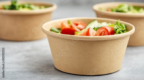 Fresh salad in eco-friendly bowl. Healthy meal.