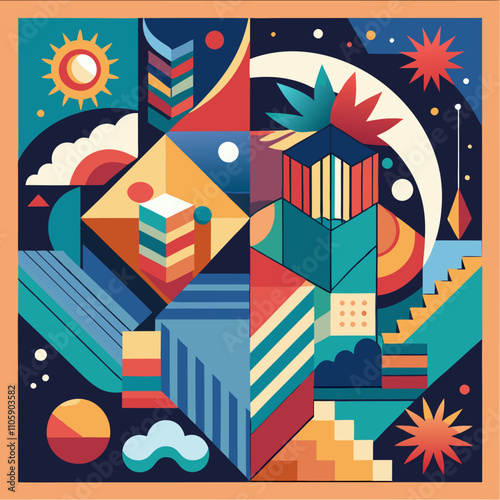 Vibrant Abstract Cartoon Vector Art