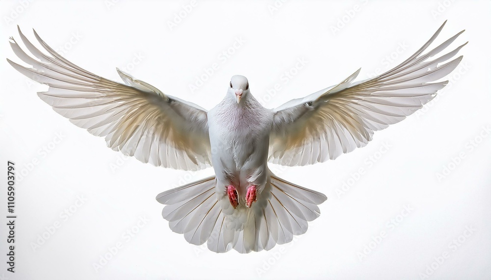 Obraz premium Flying white doveon isolated white backgroud 