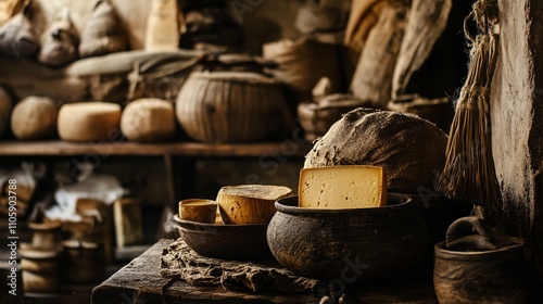 Farmer's Cheese, homemade cheese on the table, agaist the nature background, photo