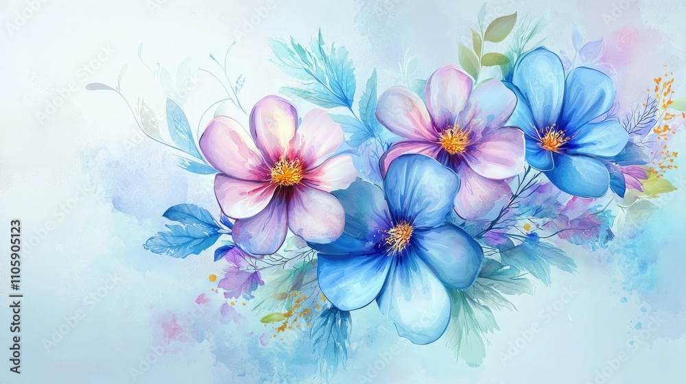 Obraz premium Colorful spring flower vector illustration with pastel accents 