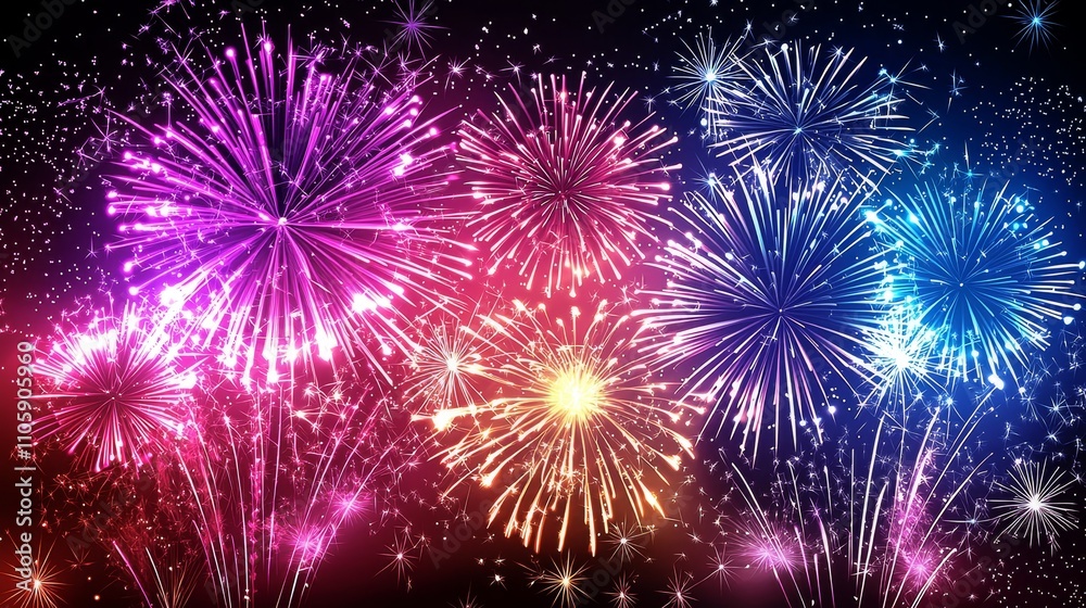 Vibrant Fireworks Display Celebrating the New Year in Stunning Multicolored Lights Vibrant Fireworks Display Celebrating the New Year in Stunning Multicolored Lights