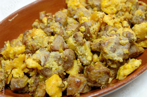 Lamb cheese and eggs or Agnello Cacio e ova produced in the Gran Sasso National Park