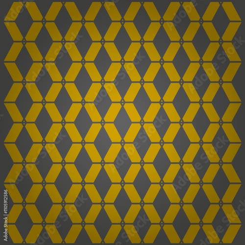 Ornement décoratif Motif abstrait Diamant Flocon Carré Réseau de style Art Déco géométrique Doré Or sur Fond Noir