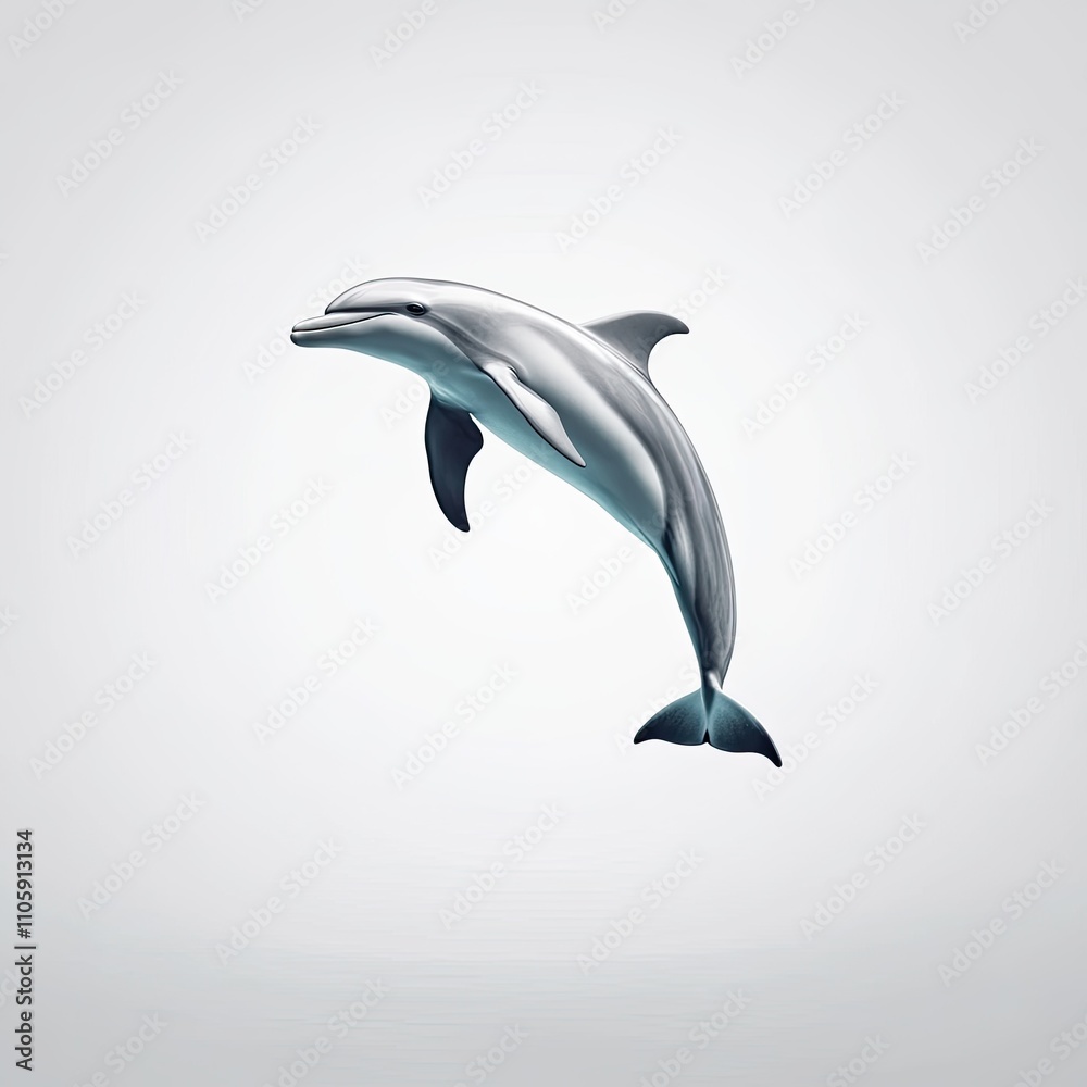 Fototapeta premium Graceful Dolphin Swimming in the Ocean, Captivating Marine Life Illustration, Perfect for Nature and Wildlife Themes, Inspiring Underwater Adventures and Conservation Awareness