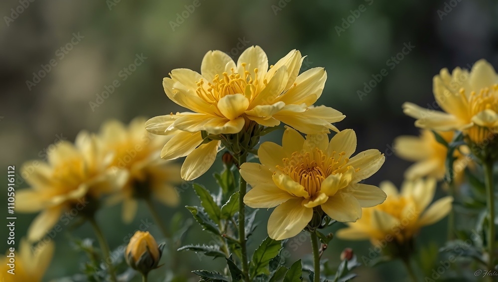 Delicate soft yellow flowers, evoking a sense of tranquility. Delicate soft yellow flowers, evoking a sense of tranquility.