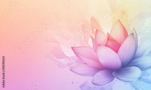 Lotus flower illustration, soft pastel colors, delicate petals, artistic design, serene background