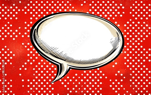 Speech Bubble on Red Background with Dotted Pattern