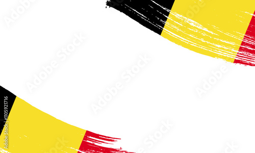 Belgium Flag with Brush Stroke Effect, Grunge brush stroke. Watercolor painting flag