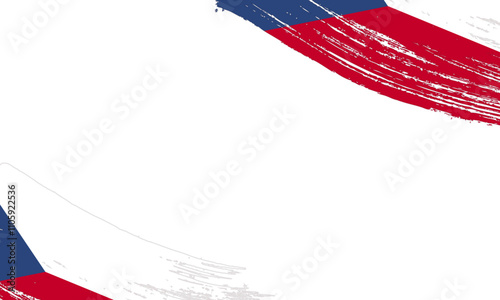 Czech  Flag with Brush Stroke Effect, Grunge brush stroke. Watercolor painting flag