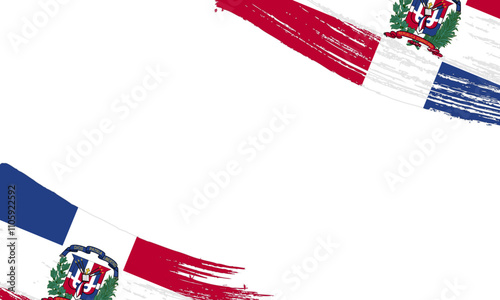 Dominican  Flag with Brush Stroke Effect, Grunge brush stroke. Watercolor painting flag