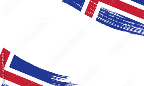 iceland Flag with Brush Stroke Effect, Grunge brush stroke. Watercolor painting flag