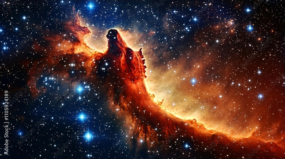 Fototapeta premium Cosmic Nebula Fiery Horsehead Nebula Space Background