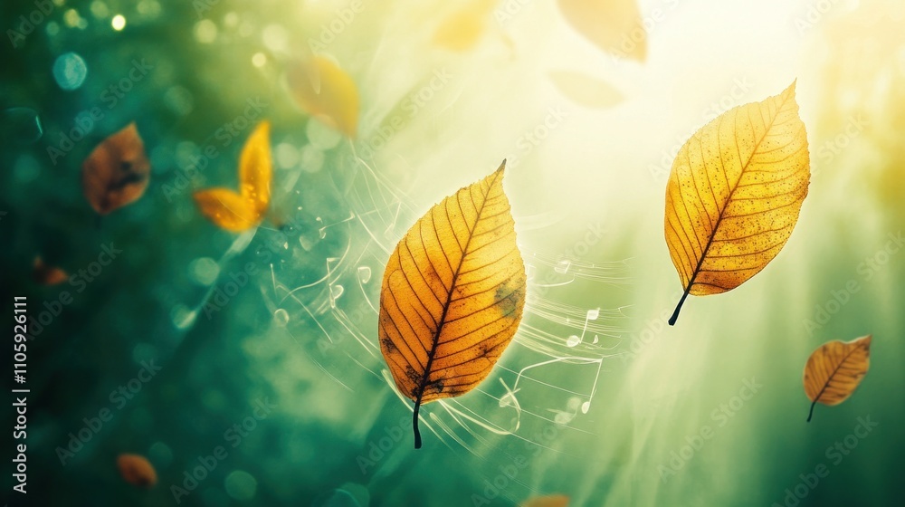 Falling Autumn Leaves Dancing in Gentle Breeze