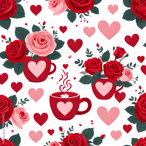 wallpaper with roses coffee and hearts
