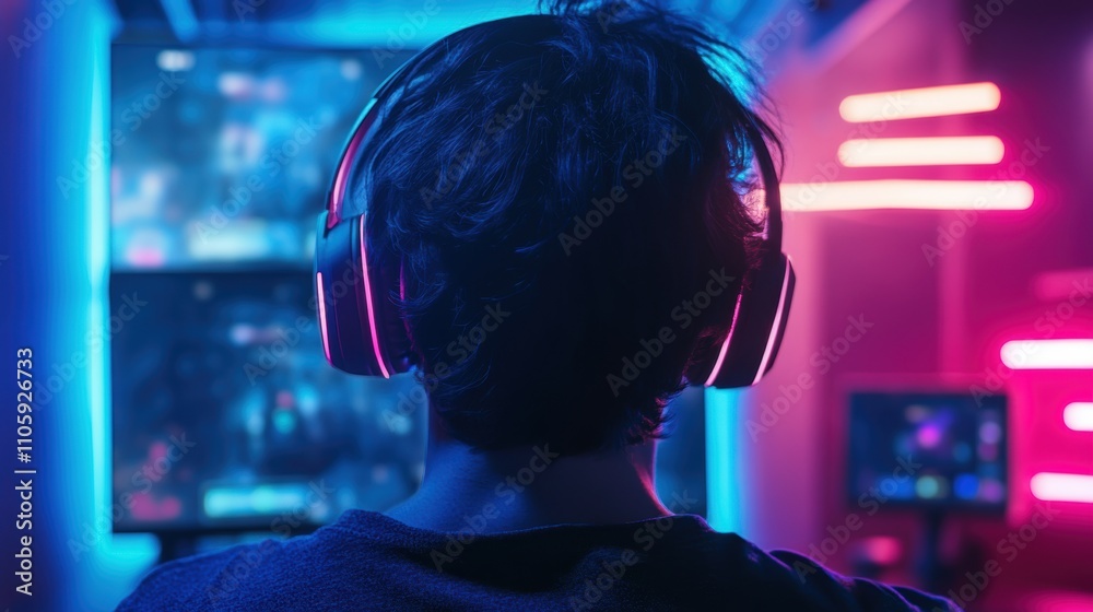 pro gamer man in headphones live streaming while playing online computer game, neon lights, esports, gaming, monitor, play, young, player, internet, enjoyment, cyber, pro gamer man in headphones live streaming while playing online computer game, neon lights, esports, gaming, monitor, play, young, player, internet, enjoyment, cyber,