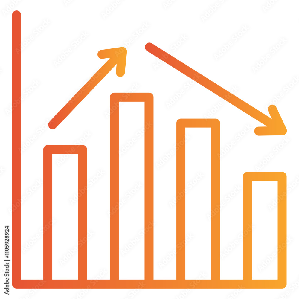 yellow gradient line recession icon yellow gradient line recession icon