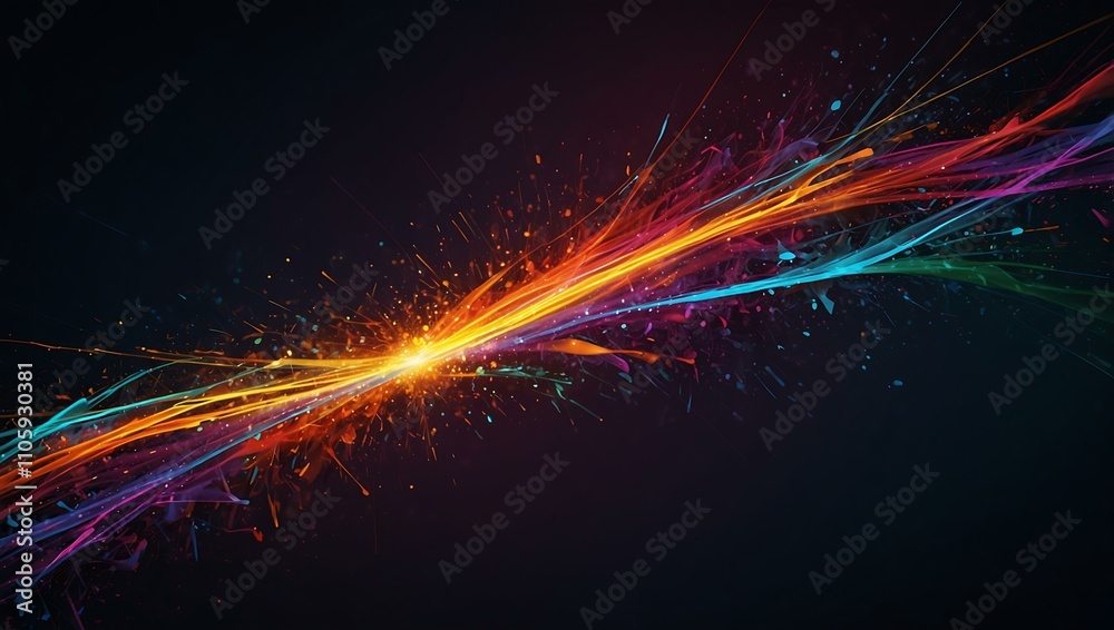Obraz premium Digital art with intertwined lines and sparks in vibrant colors.