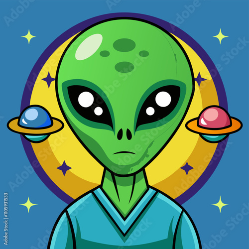 Colorful Alien Clipart Cartoon Vector Design