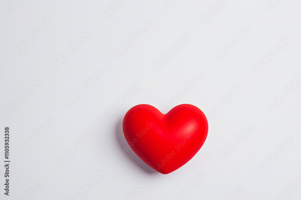 Red heart on a white background top view valentines day greeting card design Red heart on a white background top view valentines day greeting card design