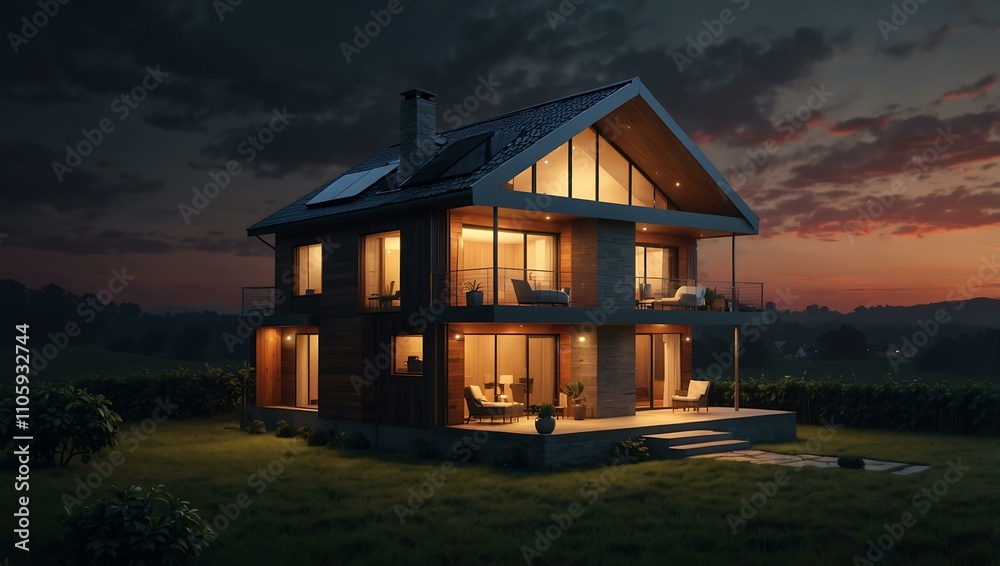 Digital illustration of a house integrated with technology. Digital illustration of a house integrated with technology.
