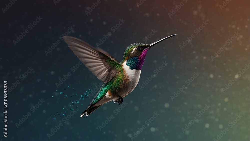 Fototapeta premium Digital innovation concept with a hummingbird in flight.
