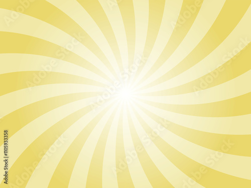 Yellow sun ray vector background. Arylide yellow swirl radial beam sunrise or sunset light retro design illustration. Light sunburst glowing background.