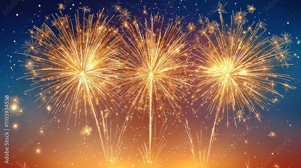 Festive Golden Fireworks Lighting Up the Night Sky for Glittering New Year Festive Golden Fireworks Lighting Up the Night Sky for Glittering New Year