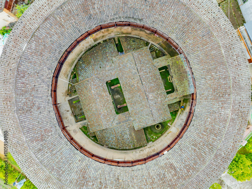 Zhongchuan Ancient Village of Yongding Tulou in Longyan City, Fujian Province in early summer photo