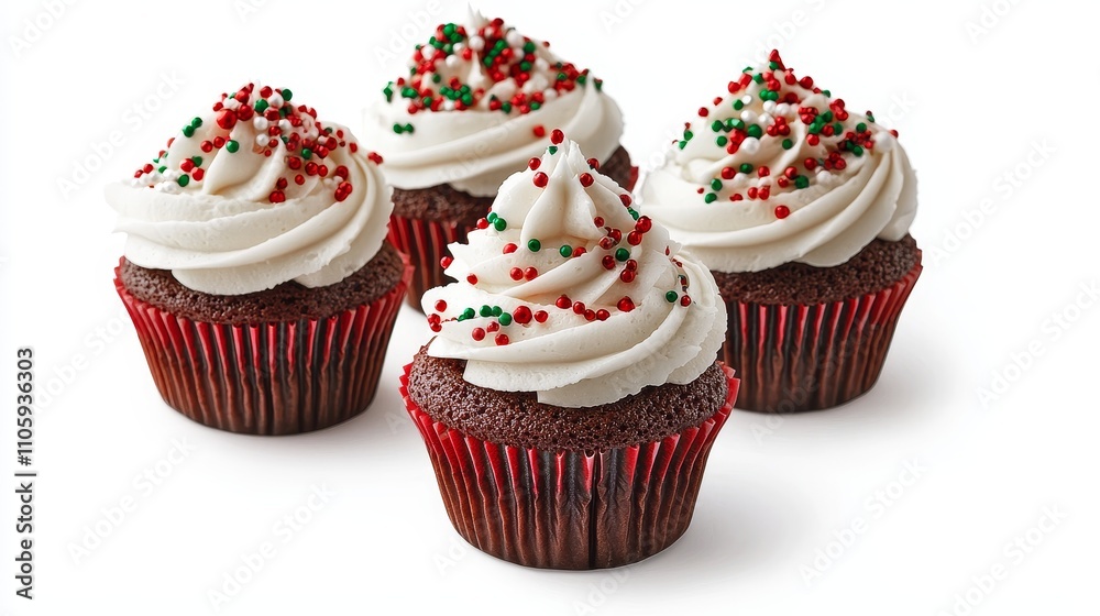 Festive Christmas Cupcakes with Creamy Frosting and Colorful Sprinkles