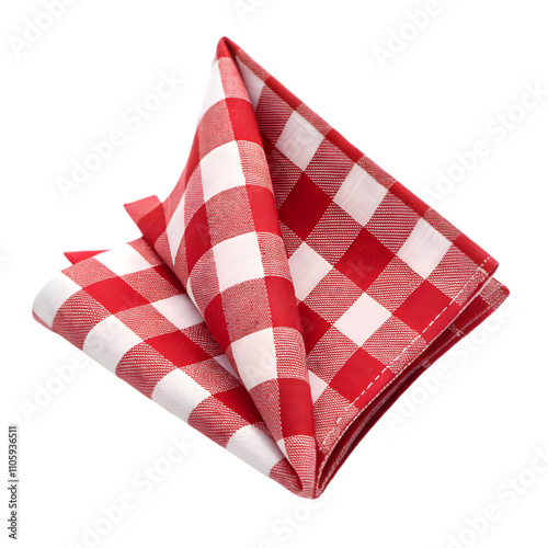 Beautiful red and white blocks picnic blanket isolated