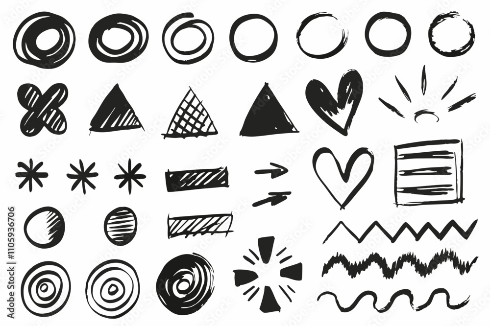 Hand-Drawn Doodle Arrows and Sketch Elements – Abstract Scribble Set Hand-Drawn Doodle Arrows and Sketch Elements – Abstract Scribble Set