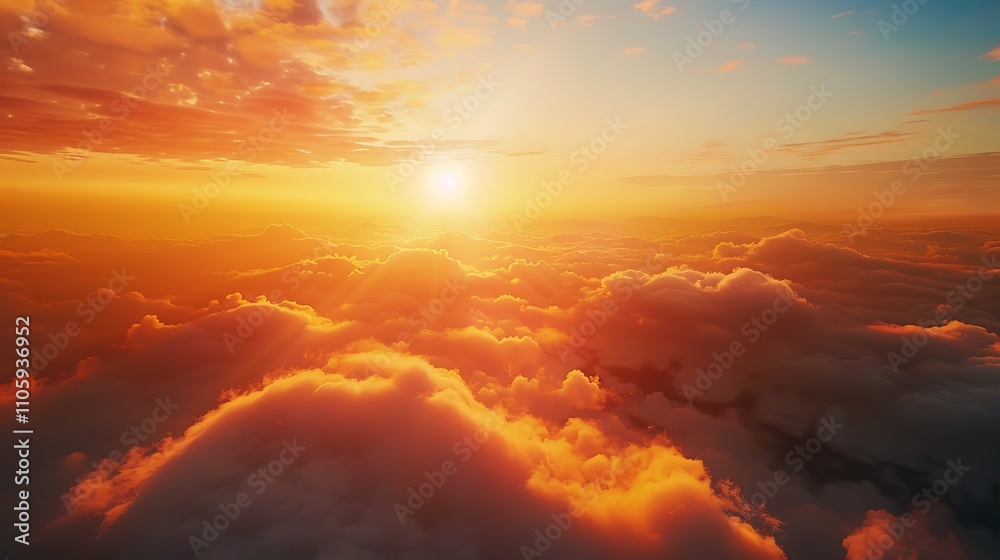 A stunning sunset painting the sky with warm hues, casting light over a sea of soft clouds.
A stunning sunset painting the sky with warm hues, casting light over a sea of soft clouds.