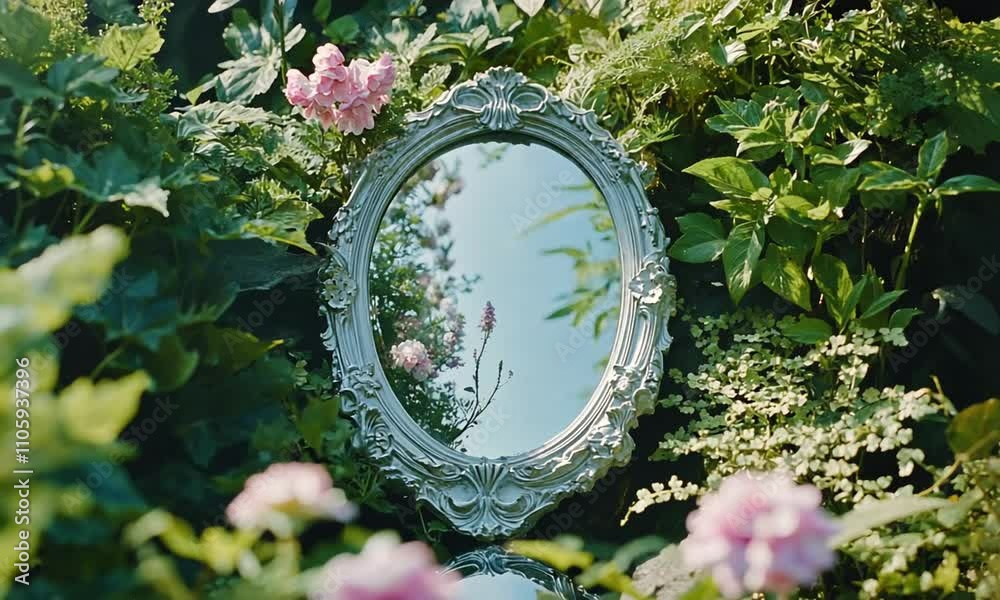 vintage mirror with flowers