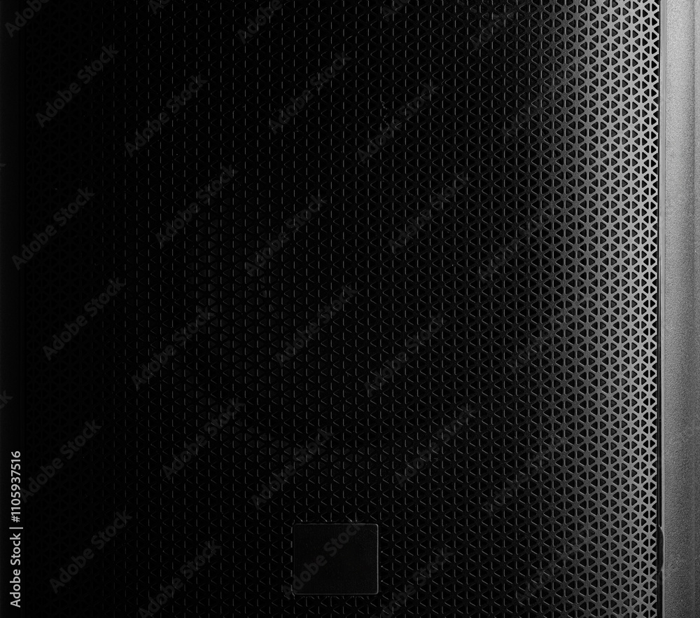 Black iron speaker grid texture. Speaker mesh as background.