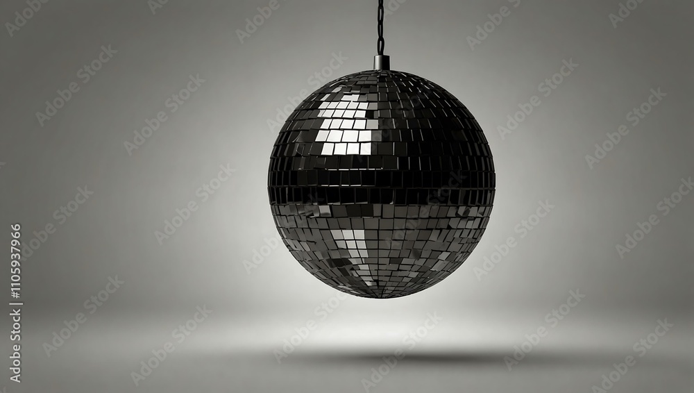 Fototapeta premium Disco ball silhouette on white background.