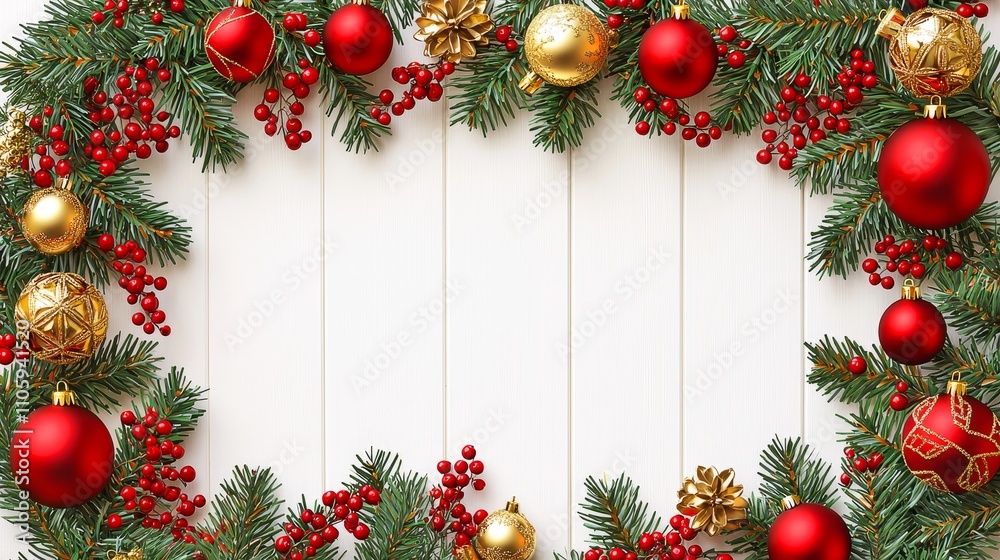 Elegant Vertical Christmas Wreath with Festive Ornaments and Greenery Elegant Vertical Christmas Wreath with Festive Ornaments and Greenery