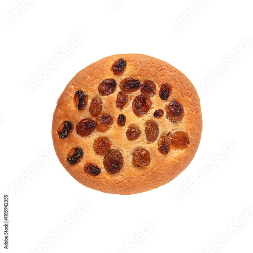 Obraz na płótnie Round cookies with raisins isolated on white background. w salonie