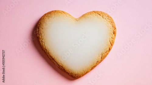 Heart-Shaped Cookie on Pink Background - Sweet Love Treat Concept
