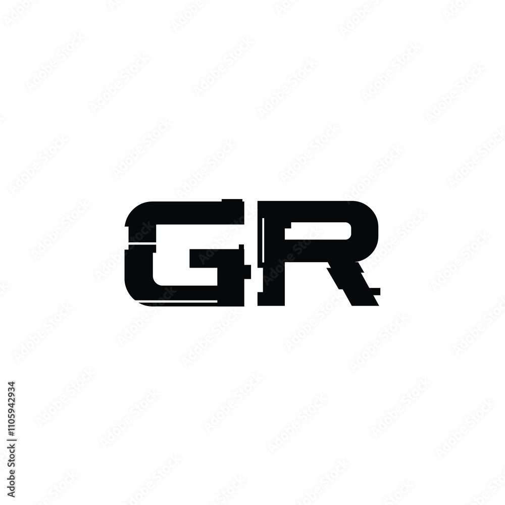 GR monogram logo design letter text name symbol monochrome logotype alphabet character simple logo