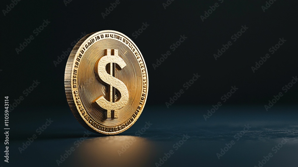 Concept of tax icon, financial and money savings. Golden coin with a dollar sign on a dark background. Concept of tax icon, financial and money savings. Golden coin with a dollar sign on a dark background.