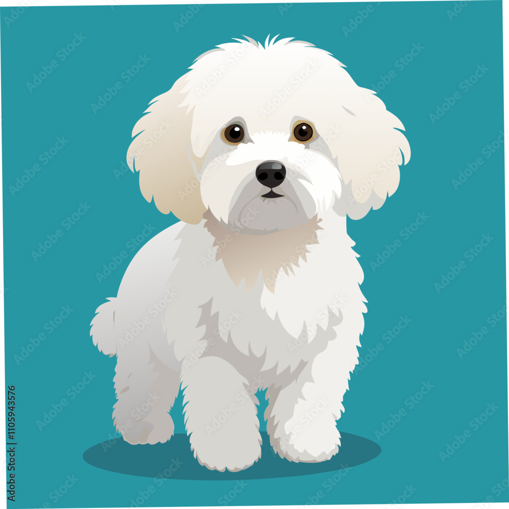 Obraz premium Adorable Bichon Frise digital artwork, perfect for dog lovers and pet-themed designs.