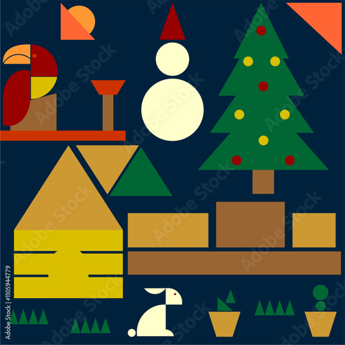 Geometric abstract background, christmas wall art concept.