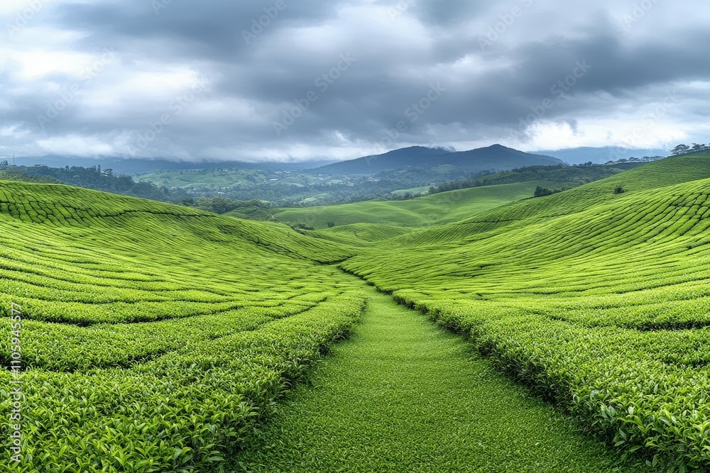 Landscape view of rice terraces in Asia, highlighting bio-ecological beauty and agricultural harmony.. Beautiful simple AI generated image Landscape view of rice terraces in Asia, highlighting bio-ecological beauty and agricultural harmony.. Beautiful simple AI generated image