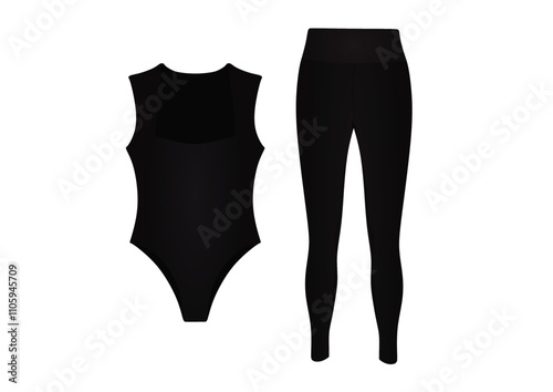 Bodysuit and leggings. vector illustration