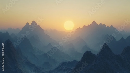 Majestic Mountain Range Sunset View Awe Inspiring Scene