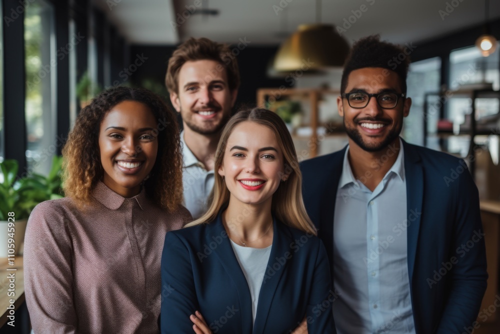 Smiling portrait of a diverse group of business people in office Smiling portrait of a diverse group of business people in office