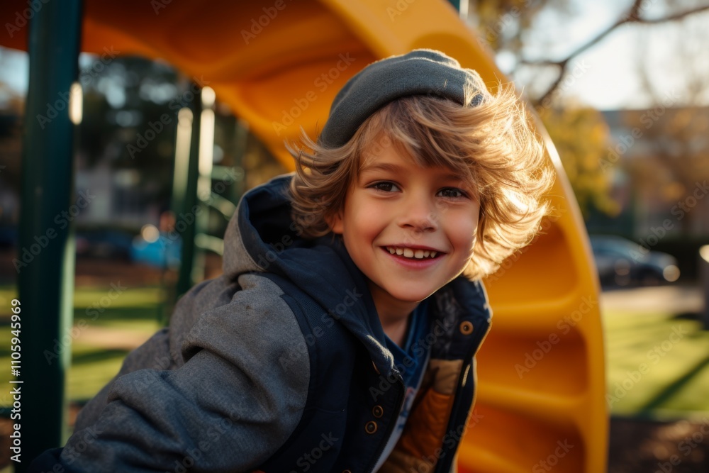 Smiling portrait of a boy in playground Smiling portrait of a boy in playground