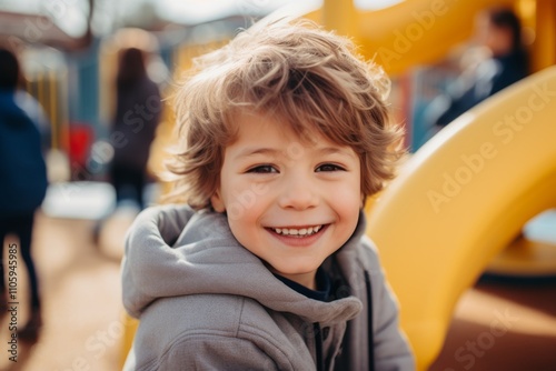 Smiling portrait of a boy in playground