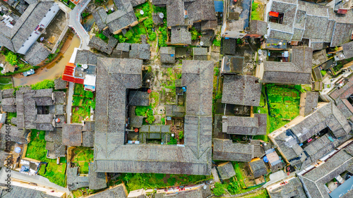 Zhongchuan Ancient Village of Yongding Tulou in Longyan City, Fujian Province in early summer photo